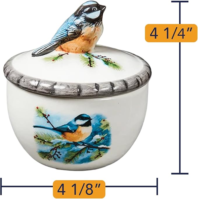 Bits and Pieces Chickadee Jewelry Box for Women Small Trinket Box with Bird Figurine Lid - Decorative Boxes for Home Decor