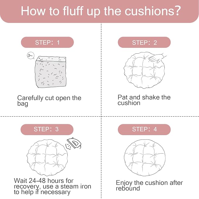 idee-home Papasan Chair Cushion, Circle Papasan Chair Cushion(Cushion Only) | Papasan Cushion with Thick Corduroy Cover, 48 x 48 Inch Cushion for Egg Chair, Pink