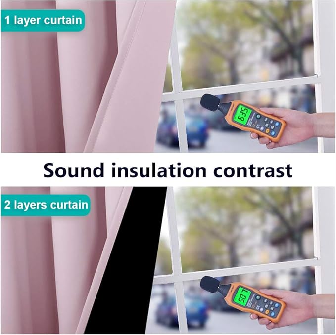 NICETOWN 100% Blackout Blinds, Set of 2, 46" x 96", Baby Pink, Laundry Room Decor Window Treatment Curtains for Large Patio Sliding Door, Thermal Insulated Curtains for Bedroom