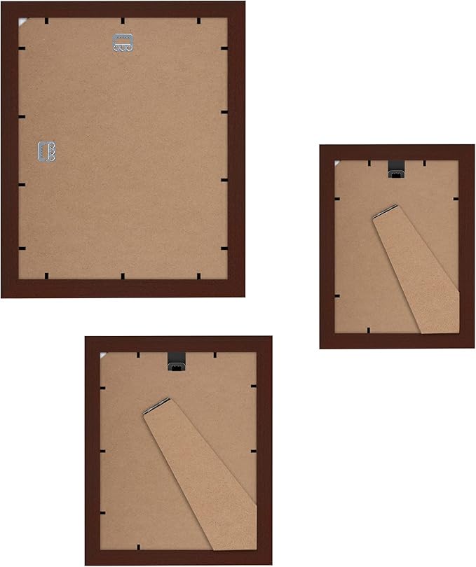 Americanflat Set of 7 Picture Frames with Shatter-Resistant Glass - Gallery Wall Frame Set with One 11x14, Two 8x10 and Four 5x7 Frames - Signature Collection - Mahogany