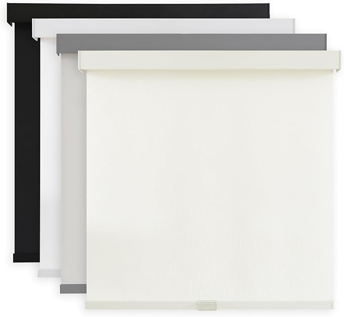 AOSKY Light Filtering Roller Shades Cordless Blinds for Windows, 1% Openness Free-Stop Shades with Valance, Thermal Insulated Fabric, UV Protection, Natural Woven Blinds（41" W x 72" H, Ivory）