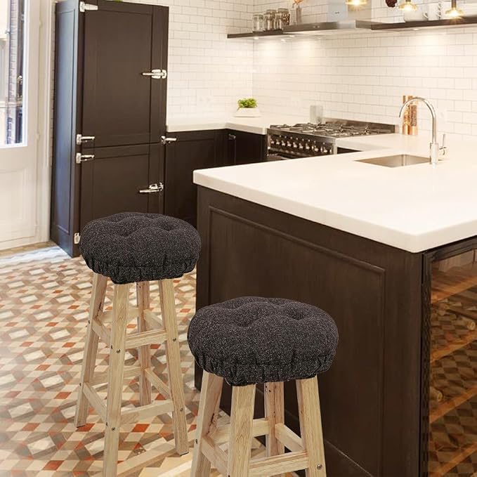 SINOSSO Modern Bar Stool Cushion Dia.13, Fashion Interweaving Design Anti-Skid Silicone Round Stool Seat Cushion Cover Padded (Dark Brown, M,1)