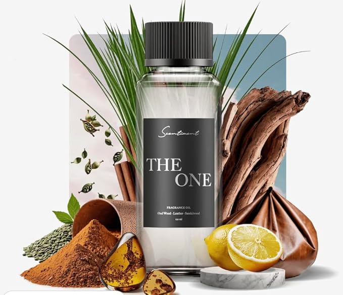 Scentiment Amber Fragrance Oil – Cardamom, Leather, Lemon with Cinnamon & Sandalwood Scent for Diffusers, Aromatherapy Oil (50ml)