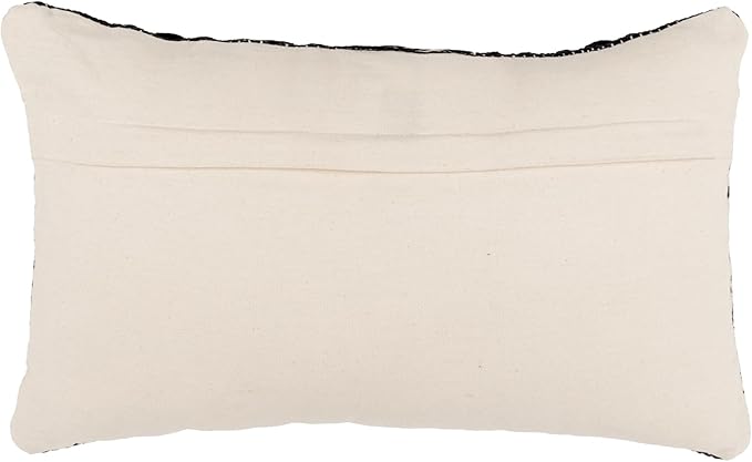 REDEARTH · Boho Textured Throw Pillow Cushion Covers - Cotton Lumbar Woven Tufted Decorative Farmhouse Cases Set for Couch, Sofa, Chair, Dining, Outdoor (12"x20", Char Delineate Black) Pack of 2