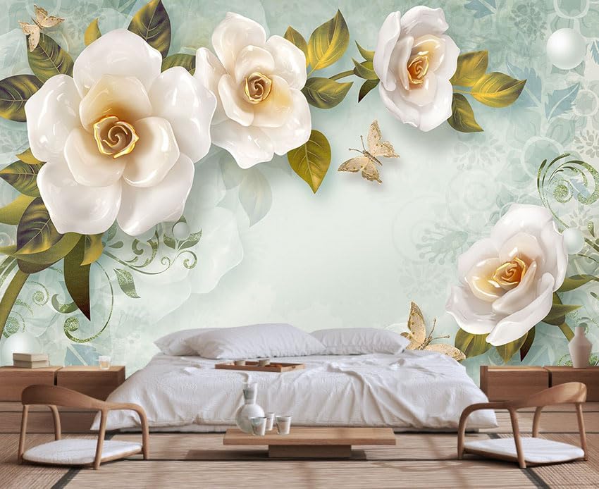 Modern Simple and Stylish Floral Wallpaper, Chinese Style Wall murals, Large Wall Background Decoration(Non-self-Adhesive)