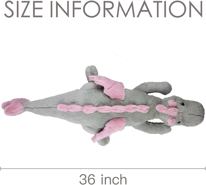 ARELUX Large 36in Cute Dragon Stuffed Animals Plush Toy Soft Matcha Green Pterosaur Plushie Giant Fuzzy Dinosaur Pillow Plushies with Pink Wings Cuddly for Friends Family Member