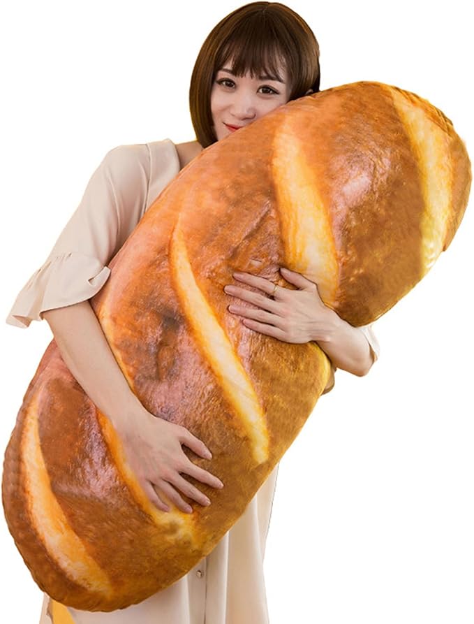 Levenkeness 3D Simulation Bread Shape Plush Pillow,Soft Butter Toast Bread Food Cushion Stuffed Toy for Home Decor 31.4"