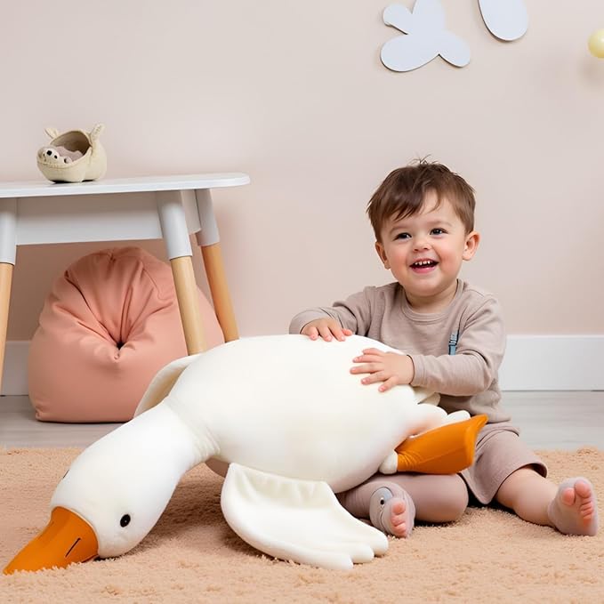 Ryttir Giant Goose Plush - 35" Extra Soft Goose Stuffed Animal Hugging Pillow with Rotund Belly,Safety Nursery Decor & Sensory Comfort Toy,Cuddle Companion for Age 0+(Birthday Gender Neutral Gift)