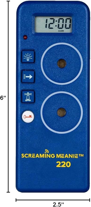 Screaming Meanie 220 Alarm Clock and Timer, Extremely Loud for Deep Sleepers, Multi-Purpose Clock, 3 Sound Levels (with 9v Battery Included) - Blue