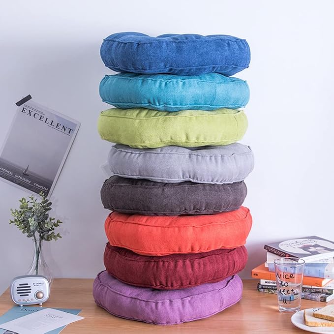 vctops Round Chair Pad Seat Cushion Solid Color Soft Chair Pads Comfy Velvet Cushion Pillow for Kitchen Dining Office Chair Kids Reading (Wine Red,Diameter 18")