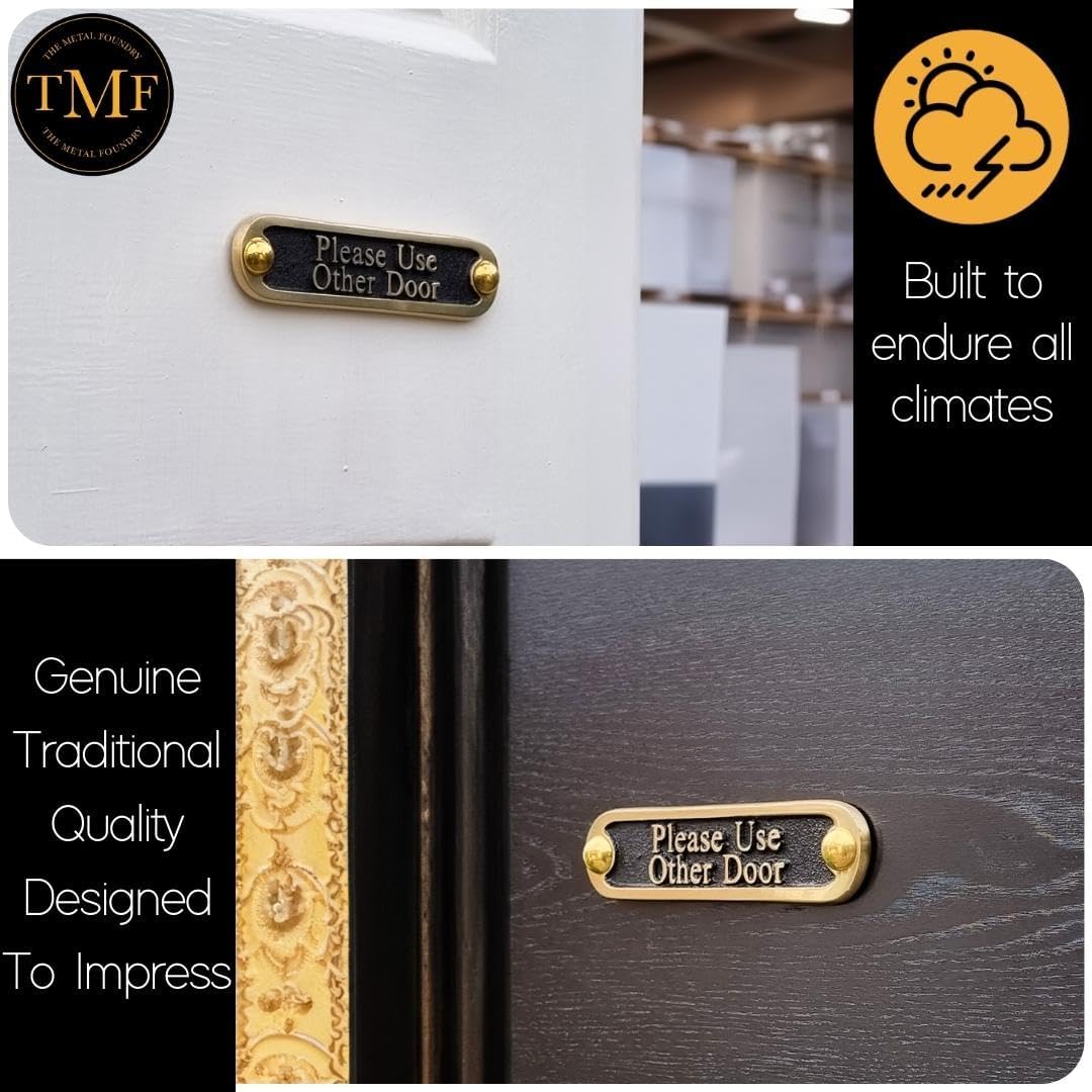 Please Use Other Door Brass Door Sign. Traditional Style Home Décor Wall Plaque Handmade By The Metal Foundry UK.