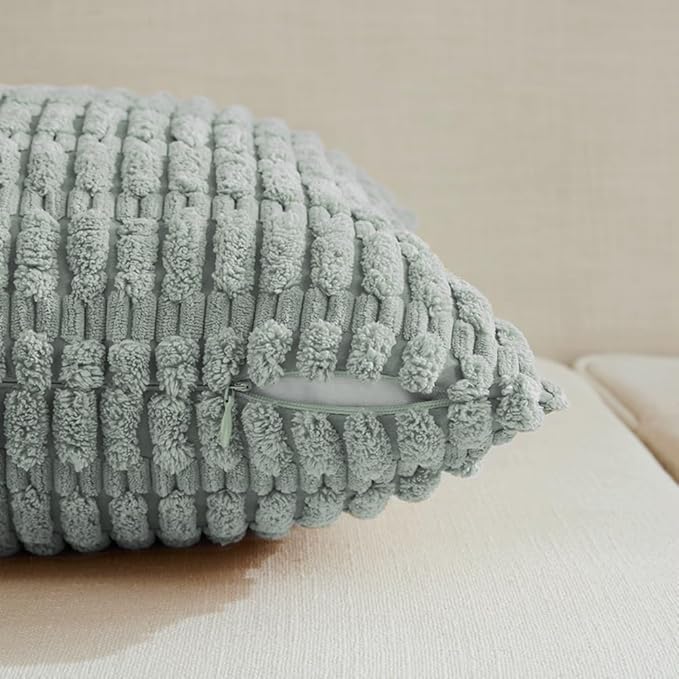 Fancy Homi 4 Packs Decorative Throw Pillow Covers for Living Room Couch Bed, Modern Farmhouse Boho Home Décor Accent Cushion Case, 12" x 12" (Pack of 4), Grey Blue