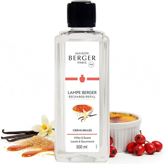 Maison Berger Crème Brûlée Lampe Berger Refill, 500 ml (16.9 fl oz), 2-in-1 Catalytic System, Neutralizes Odors and Diffuses Fragrance, Vanilla, Caramel Notes, Made in France
