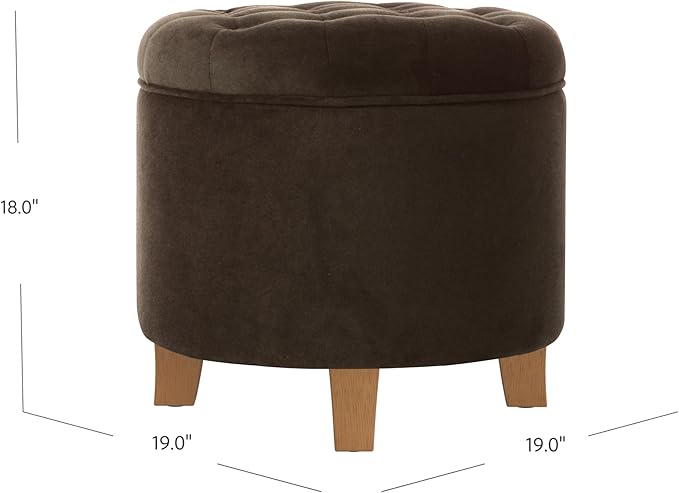 HomePop 19" Velvet Button Tufted Round Storage Ottoman - Brown Velvet