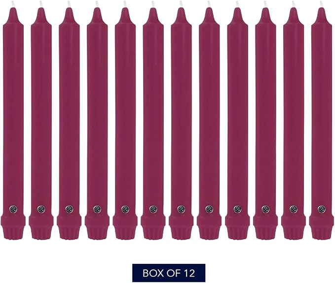 Colonial Candle Classic Tapers, 8-Inch, Mulberry - Pack of 12