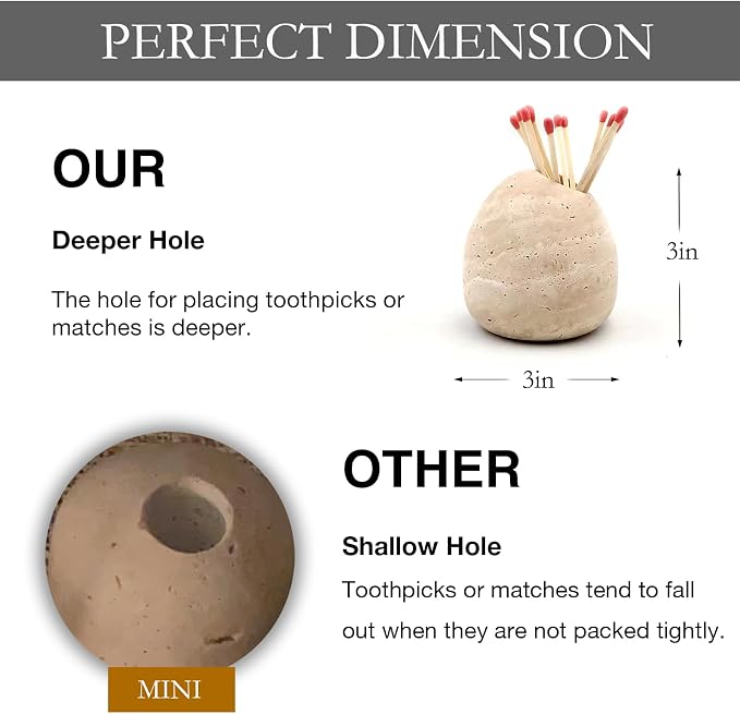 Marble Taper Candle Holder,Travertine Stone Candlestick Holder, Beige,Match Holder