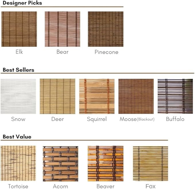 CHICOLOGY Bamboo Roman Shade, Cordless Light Filtering Woven Wood Window Treatment for Living Room, Dining Room, Kitchen & Office, Natural Bamboo Blinds for Boho Coastal Decor, Elk, 23"W x 64"H