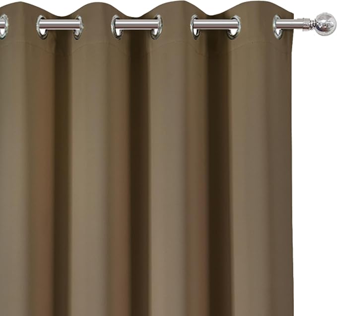 LEMOMO Brown Thermal Blackout Curtains/52 x 54 Inch/Set of 2 Panels Room Darkening Curtains for Bedroom