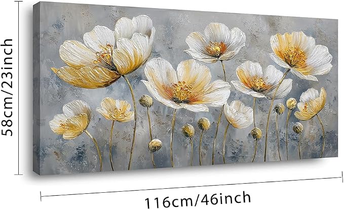 Ggaafet Bright Yellow Flowers Wall Art for Living Room Canvas Oil Painting Prints Beautiful Floral Blooming Art Deco Pretty Artwork Office Bedroom Family Dining Room Decor Large