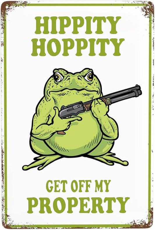 Frog Room Sign Funny Frog Bedroom Door Decor Vintage Metal Tin Signs Hippity Hoppity Get Of My Property Sign No Trespassing Signs Warning Sign Retro Frogs Wall Decor Aesthetic For Home Mushroom Decorations Room Rules Sign House Stuff Garden Bathroom Si...