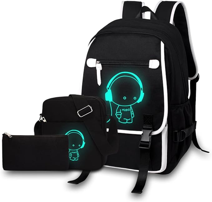 Asge Large 3 Piece Backpack Set - Boys & Girls Teenage Reflective Waterproof School Satchel for Travel & Outdoor
