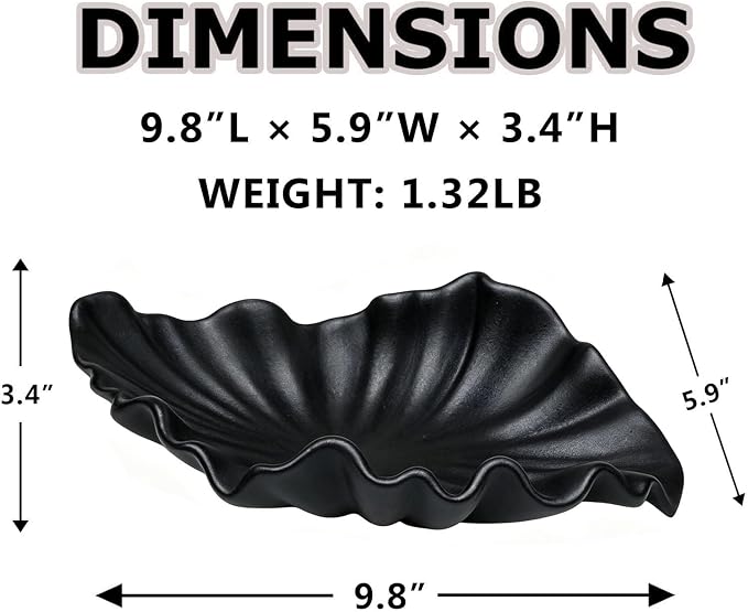 Balck Smal Bowl - 9.8” Fruit/Key/Purse Decorative Bowl for Home