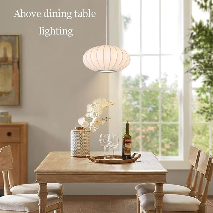 Italian Simplicity Style Silkworm Cocoon Pendant Light Post-Modern Single Head Lantern Flat Shape Silkworm Cocoon Lamp White for Caffe House Dining Room Showroom Hollow Hanging Luminaire