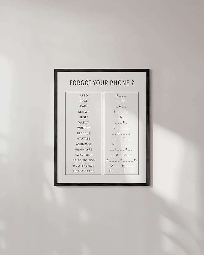 HAUS AND HUES Funny Bathroom Decor & Signs | Black and White Unscramble Wall Art, Guest Bathroom Humor, Powder Room Decor, Modern Unframed Print | 16"x20"