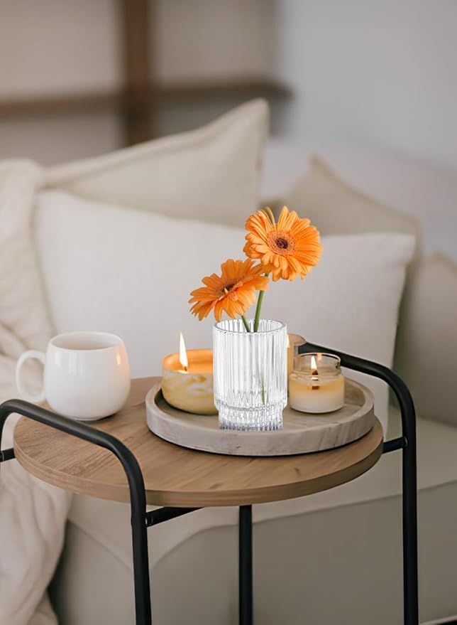 Serene Spaces Living Clear Ribbed Glass Votive Holder, Decorative Centerpiece for Wedding, Christmas, Thanksgiving, Dining Table, Home Décor, 2.25" Diameter & 3.75" Tall, Pack of 32