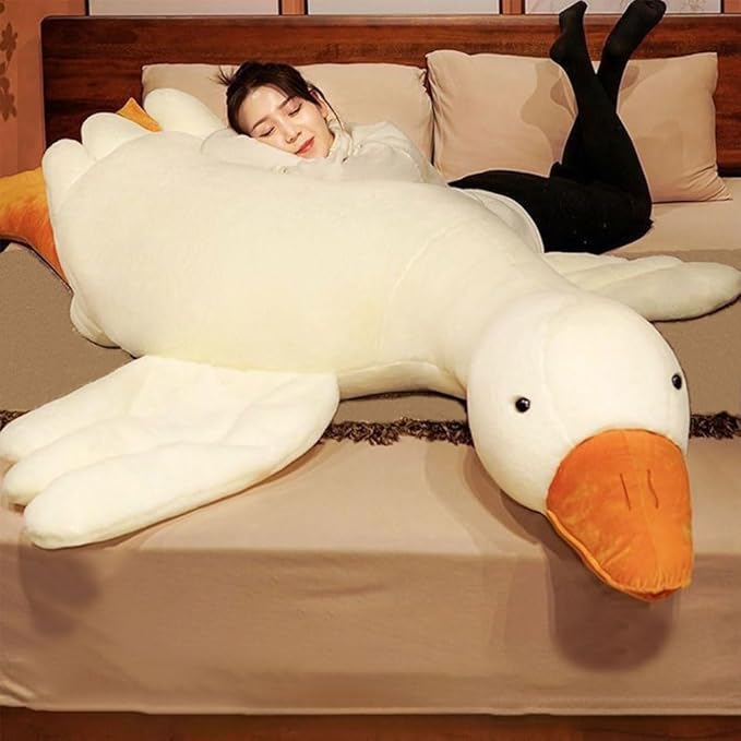 Srutirbo Giant White Goose Plush-35 in Soft Furry Swan Stuffed Animal Pillow,Huge Goose Plush Hugging Pillow Gifts for Every Age (35 in)