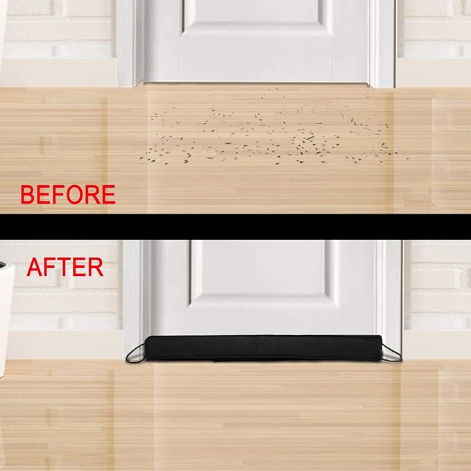 Sunolga 38inch Door Draft Stopper 2.2LB Under Door Noise Air Stopper, 3 Pack Sound Proof Draft Guard for Doors and Windows,Machine Washable - Black