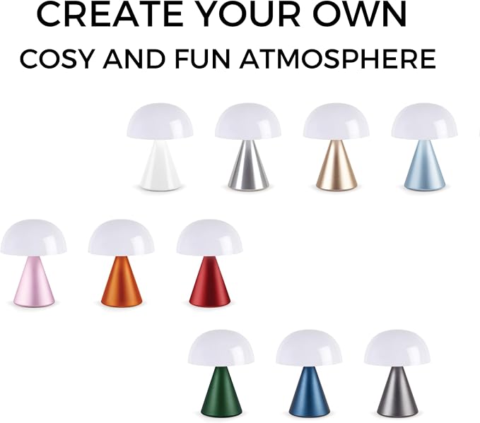 Lexon Mina L Mushroom Lamp - 9 LED Color Table Lamp for Bedrooms, Living Room & Office - Cordless, Rechargeable with 24h Light & Dimmer, Aluminum, Large - Orange