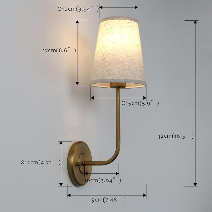 Pathson Rechargeable Battery Operated Wall Sconces Set of 2, Wireless Dimmable Wall Vanity Lights, Linen Fabric Shades, Remote Control Wall Lighting for Bedroom Living Room Includes Bulbs