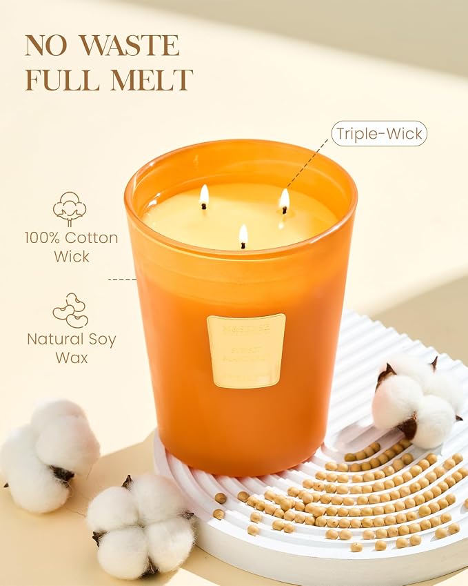 M&SENSE Puffy Cloud Dream Soy Candle, 35oz 3-Wick, Aromatherapy Candles | 150H Slow Burn, Non-Toxic, Large Jar, Sleep Candles, Stress Relief, Bedroom Calm, Relaxing Home Fragrance