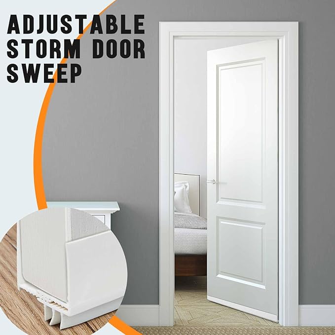Pickmesh 2 Pcs 36 Inch Adjustable Storm Door Bottom Sweep for Door Seal 1 to 1-2/5 inch Replacement Parts Under Draft Stopper Weather Stripping Threshold Seal (White)