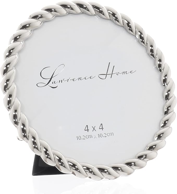 Lawrence Frames Rope Design Metal Frame, 4x4 Round, Silver