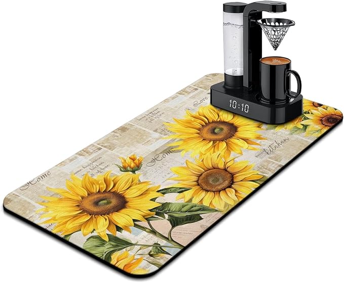 Fun Coffee Mat 31inx17in,Coffee Bar Mat for Countertops,Absorbent Hide Stain Anti-Slip Coffee Bar Accessories Fit Under Coffee Machine Mat,dish Drying Mats for Kitchen