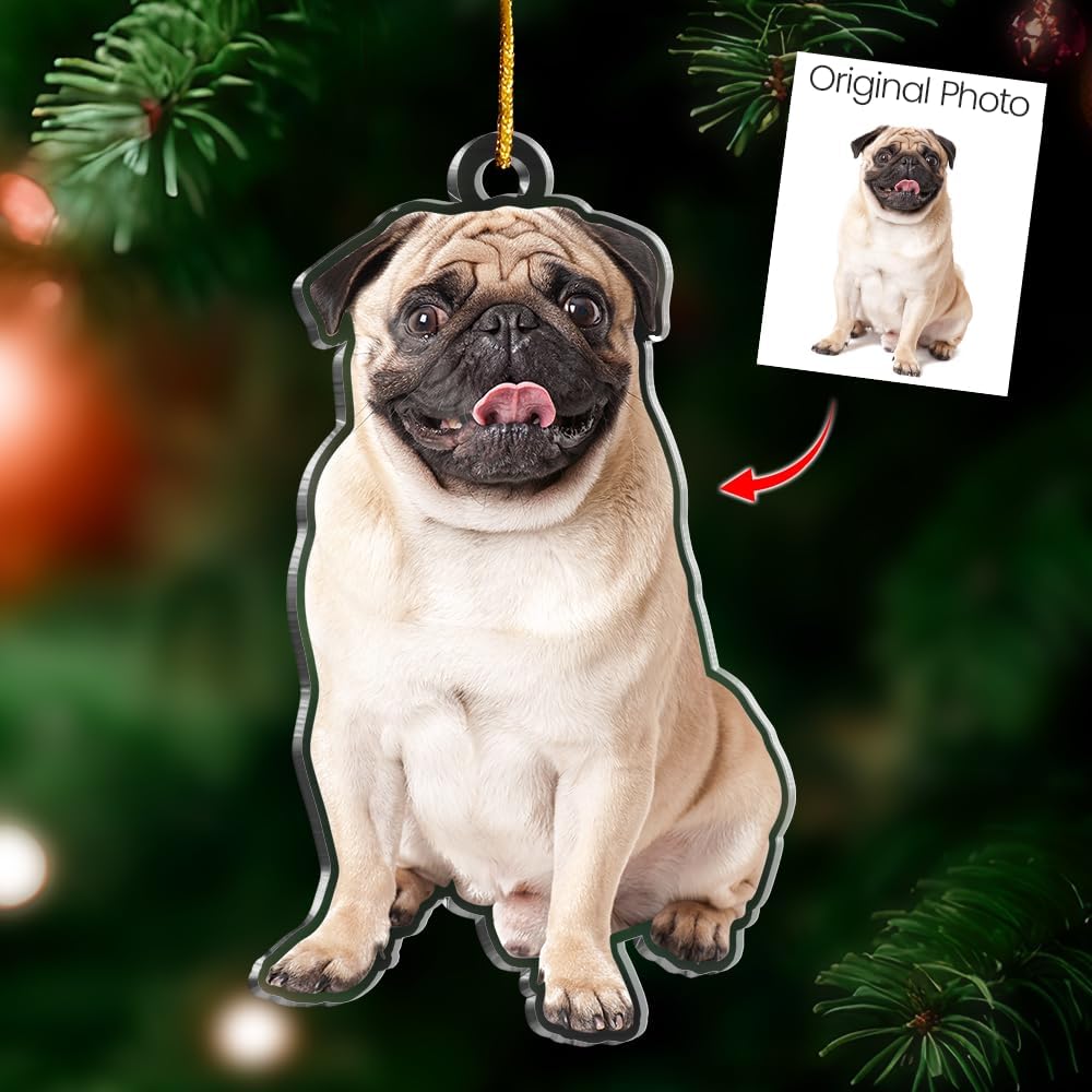 Personalized Photo Acrylic Ornaments - Customized Christmas Tree Dog Ornaments for Dog Lovers