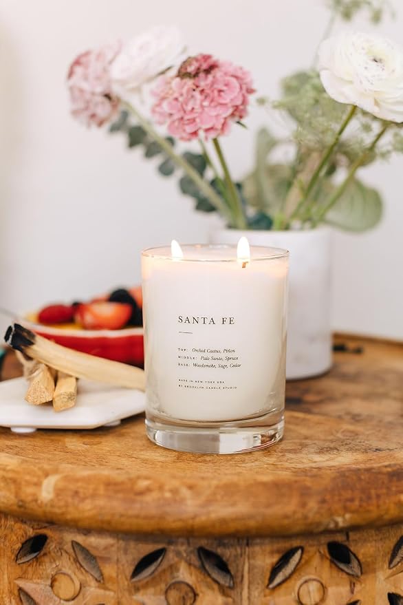 Brooklyn Candle Studio Santa Fe Classic 2 Wick Candle - Luxury Scented Candle, Vegan Soy Wax, Hand Poured in The USA, 70 Hour Slow Burn Time - 13oz