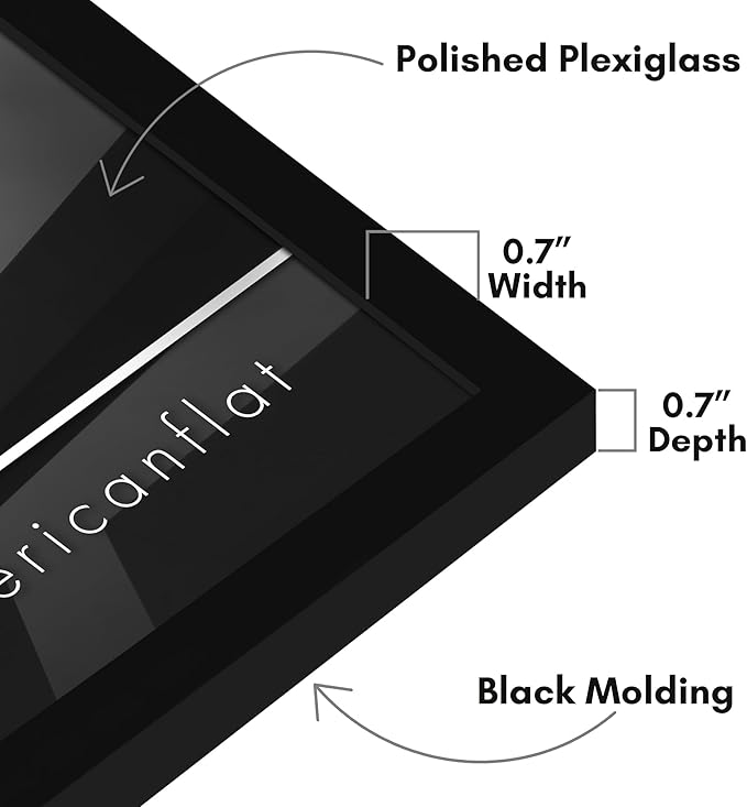 Americanflat 22x30 Picture Frame with Polished Plexiglass - Streamline Collection - Thin Border Picture Frame for Wall Display - Hanging Hardware Included - Black
