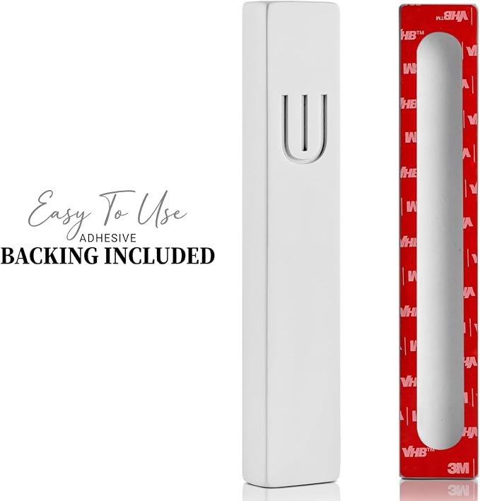 SURI Mezuzah for Door with Scroll – 7 Inch Modern Mezuzah Case with Non Kosher Scroll Included, Fits up to 6” Scroll, Easy Adhesive Installation, Gift Box Included