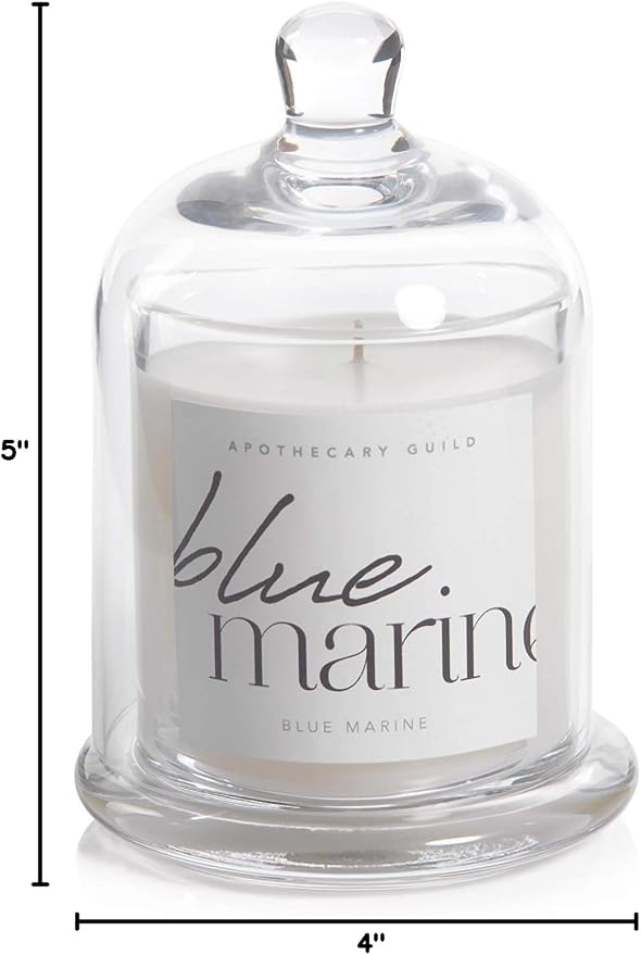 Zodax Blue Marine Apothecary Guild 10 Ounce Scented Jar Candle with Dome