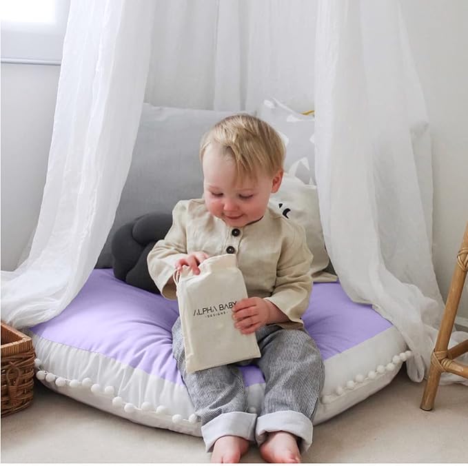 Large Floor Pillow Kids Round Floor Cushion Seating Purple | 35 inches Big Circle Pillow, Round Floor Pillows Seating for Children, Oversized Mat for Reading Nook Teepee Playroom