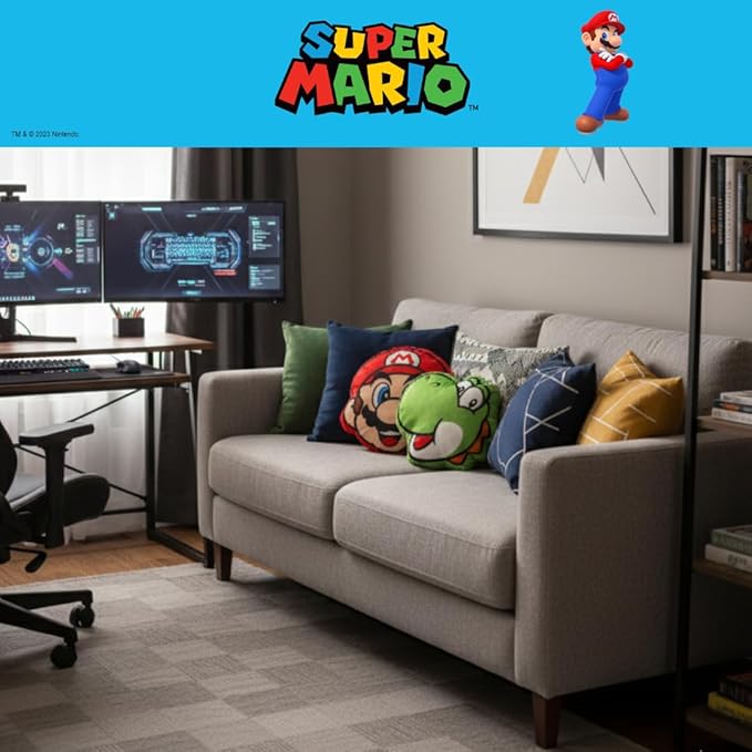 Nintendo Super Mario Gaming Bedding Super Soft Plush Decorative Pillow, One Size, (Officially Licensed Product) by Franco