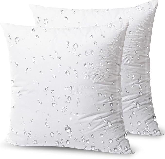 Phantoscope Premium Outdoor Pillow Inserts - Pack of 2 Square Form Water Resistant Polyester Throw Pillows, Couch Sham Cushion Stuffer, 16 X 16 inches