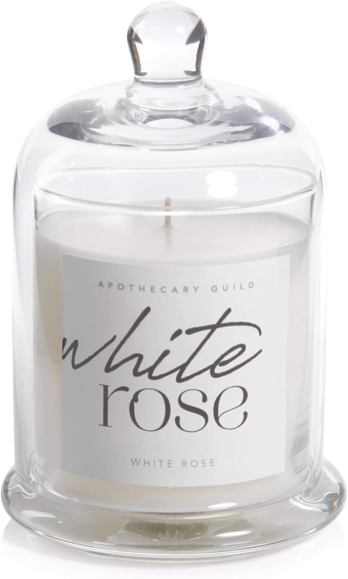 Zodax White Rose Apothecary Guild 10 Ounce Scented Jar Candle with Dome