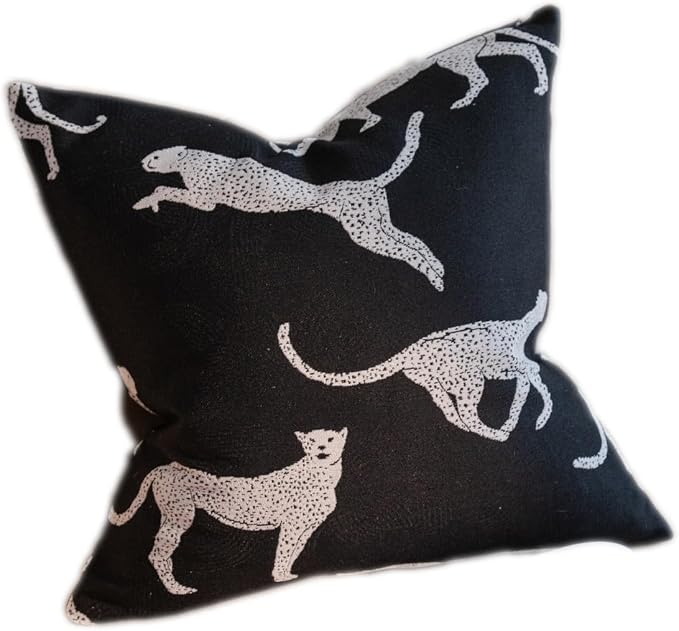 Croker Horse 18x18'' Throw Pillow Cushion Covers - Black Embroidery Leopard Cheetah Luxury Modern Style Couch Sofa Pillow Cover for Living Room Bedroom