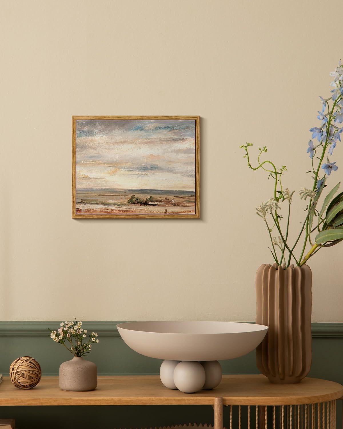 VIYYIEA Framed Canvas Wall Art Home Decor Classic Oil Paintings Color Sky Cloud Beach Grassland Canvas Prints Vintage Landscape Wall Art Pictures for Bedroom Living Room Bathroom Office Decor 8x10in