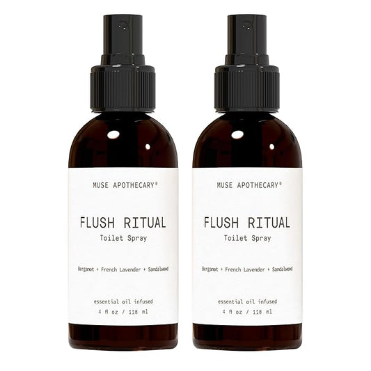 Muse Apothecary Flush Ritual - Aromatic & Refreshing Toilet Spray, Use Before You Go, 4 oz, Infused with Natural Essential Oils - Bergamot + French Lavender + Sandalwood, 2 Pack
