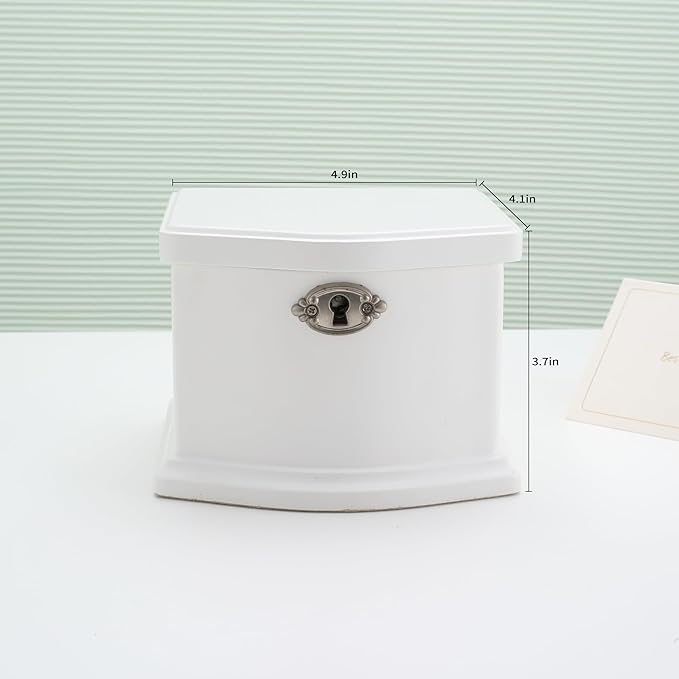 Small White Wooden Ballerina Musical Jewelry Box with Mirror and Lock for Girls，Kid's Jewelry Storage Music Box, Gift for Christmas,New Year, Birthday